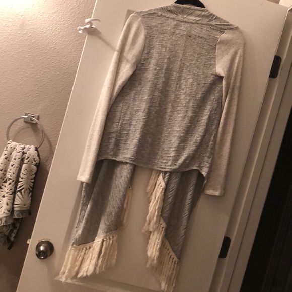 Lucky Brand Beachy Oversized Wrap Knit Fringe Boho Longline Cardigan Sweater - Picture 6 of 8